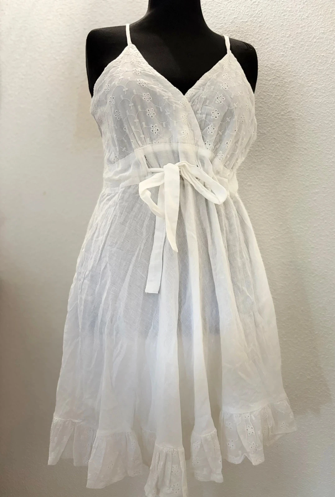 🤍 Vestido bohemio blanco con bordado inglés 100% algodón – Talla XL 🤍 – photo 2